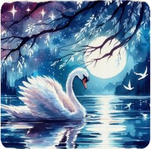 Malowanie Po Numerach Łabędź W Stawie Nocą 40X50 Cm Na Ramie