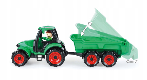 Traktor Z Przyczepką Autko Lena Trucks Zielony 38 Cm Zabawka Wytrzymała