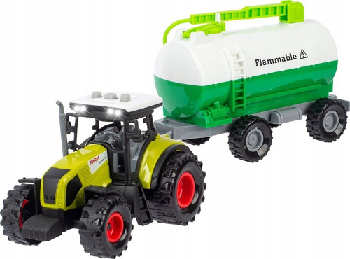 Ciągnik Traktor Z Przyczepą Zestaw Rolniczy Cysterna Ze Światłem Dźwiękiem