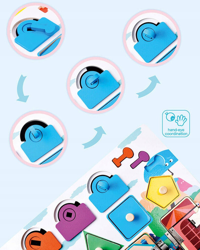 Tablica Sensoryczna Drewniana Z Zamkami Do Odkrywania Motoryki Dziecka