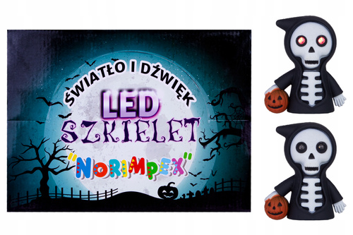Brelok Do Kluczy Kościotrup W Kapturze Świecący Z Dynią Halloween