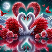 Diamentowa Mozaika Zakochane Dwa Łabędzie 30x40 Cm Kreatywne Diamenty