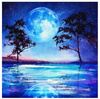 Diamentowa Mozaika Księżyc Nad Wodą Z Niebieską Poświatą 30x40 Cm Kreatywne