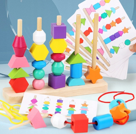 Układanka Sorter Drewniana Montessori Klocki Edukacyjna Zabawka Sensoryczna