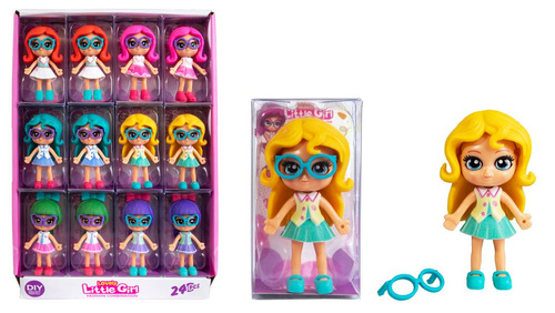 LALECZKA LITTLE GIRL W OKULARACH, pak 288 
różne wzory i kolory laleczek, display 12, 
wymiar laleczki: 4,7 x 9 cm, 
wymiar kartonika: 10 x 4,5 x 5,5 cm, 
wymiar diplay: 34,5 x 9,3 x 23 cm