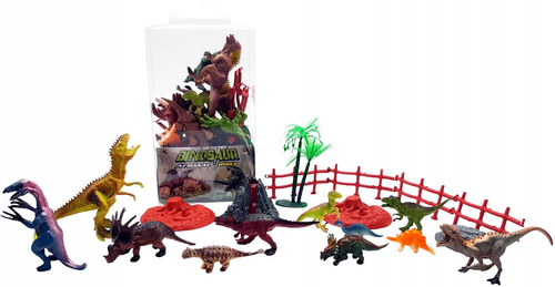 Dinozaury Figurki Zwierzęta Prehistoryczne Zabawa Akcesoria Wulkan Drzewa
