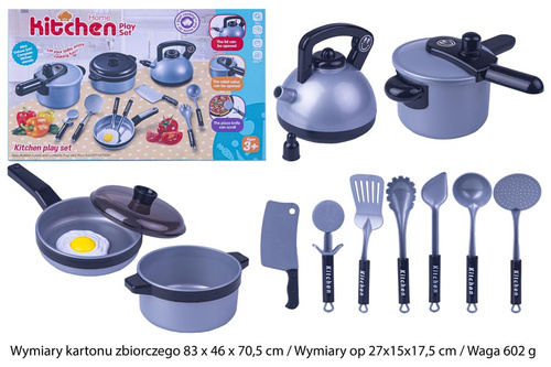 PRZYBORY KUCHENE sztuk 36
Wymiary kartonu zbiorczego 83 x 46 x 70,5 cm / Wymiary op 27x15x17,5 cm / Waga 602 g