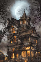 Diamentowa Mozaika Nawiedzony Dwór Halloween Haft Kreatywny 30x40 Cm