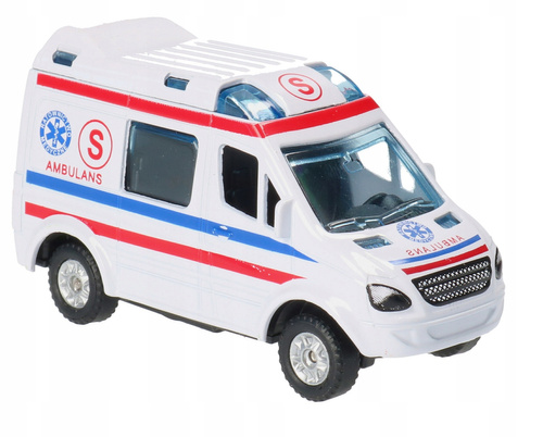 Ambulans Pogotwie Auto Karetka Metalowe 8 Cm Mini Van