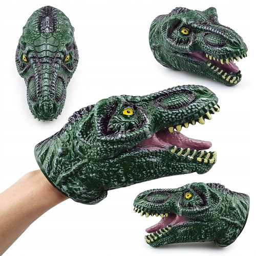 Gumowa Pacynka Dinozaur Na Rękę Pacynki Dinozaur Rękawica Raptor Zielony