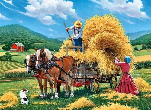 Malowanie Po Numerach Praca Na Polu Na Wsi 50x40 Cm Z Ramą Kreatywne