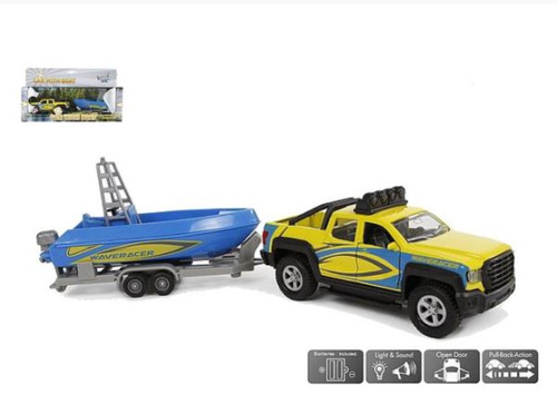 AUTO PICK-UP METAL NAPĘD ŚWIATŁO/DŹWIĘK Z ŁODZIĄ