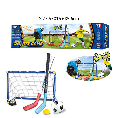 ZESTAW 2w1 ZESTAW DO UNIHOKEJA i PIŁKI DLA DZIECI 2 BRAMKI KIJE KRĄŻEK