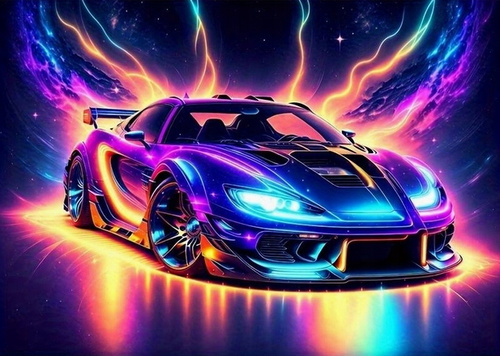 Malowanie Po Numerach Auto Sport Energetyczne Neonowe Kolory 40x50 Z Ramą