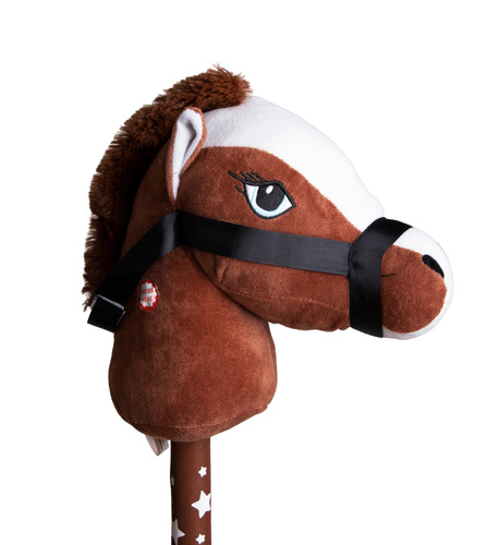 Pluszowa Głowa Konia Na Kiju Z Dźwiękiem Horse Dla Dzieci Zabawka Brązowa