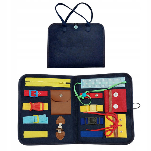 Tablica Manipulacyjna Granatowa Teczka Granatowa Filcowa Nauka Zapinania