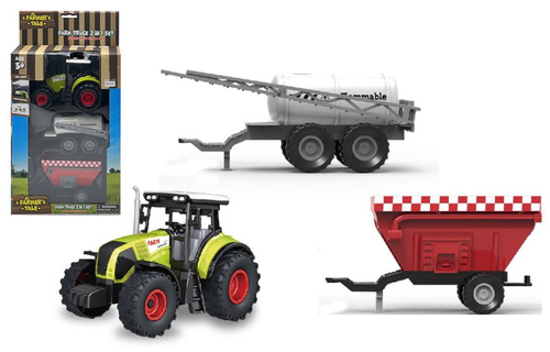 NORIMPEX TRAKTOR CIĄGNIK MASZYNA ROLNICZA ZABAWKA Z 2 PRZYCZEPAMI ŚW/DŹW