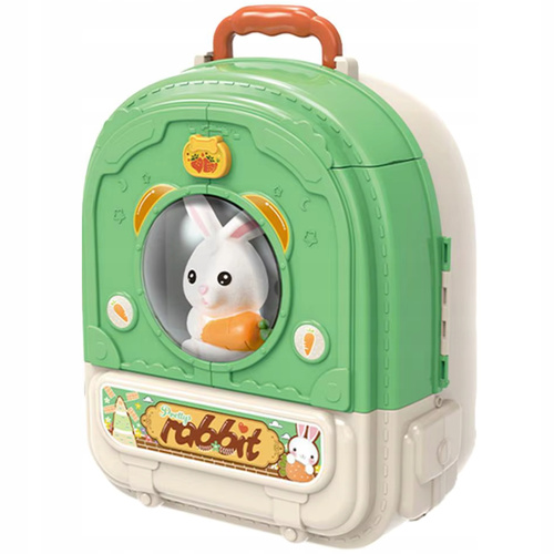 Królik W Plecaku Zielony Zestaw Z Ogródkiem Do Opieki, Plecak 3 W 1