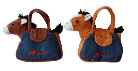 PLUSZ KONIK W TOREBCE I LOVE HORSE; pak 84,  
Wymiary : 18cm x 23cm x 7,5cm; Waga : 108g