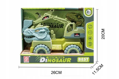 AUTO KOPARKA RUCHOMA ŁYŻKA DINOZAUR PREHISTORIA SAMOCHÓD ZABAWKOWY