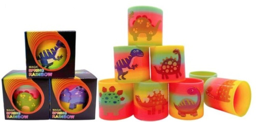 TĘCZOWA SPRĘŻYNKA FIDGET DINOZAURY SPRĘŻYNA