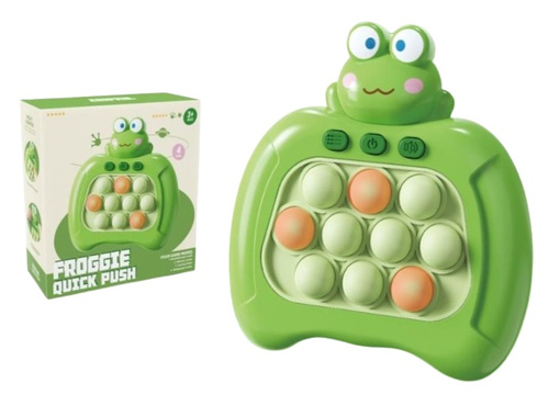 GRA WCISKANIE GUZIKÓW ŻABA, pak 120/60
gra na refleks szybkie wciskanie guzików, 4 moduły
wymiary opakowania: 13,2 x 6 x 14,3 cm