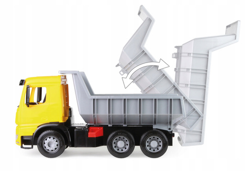Duże Auto Wywrotka Żółta Mercedes Actros 3 osie Maxi Lena 63 cm Wytrzymała