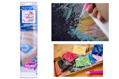 Diamentowa Mozaika Haft Diamentowy Dwa Milusińskie Kotki Z Kokardami 30x40