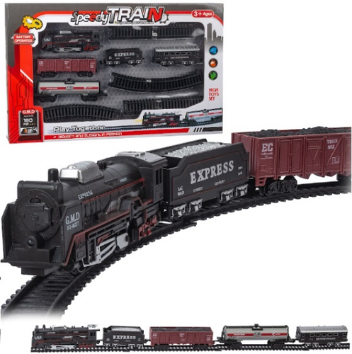 POCIĄG KOLEJKA Z 4 WAGONAMI ZABAWKA DUŻA LOKOMOTYWA CIUCHCIA TOR