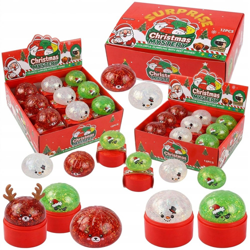 Gniotek Świąteczny Żelowy z Brokatem Sensoryczny Antystresowy Squishy MIX