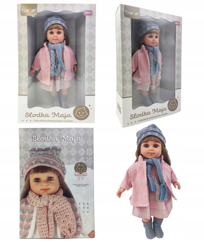 Lalka Słodka Maja Z Niebieskim Szalikiem I Różową Kurtką Zabawka