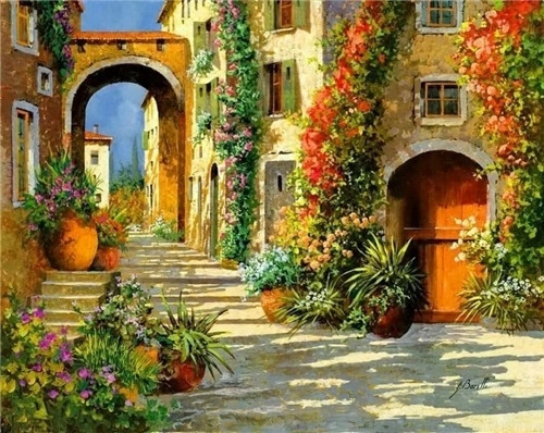 Malowanie Po Numerach Miasteczko Uliczka Bałkańska 50X40 Cm Rama Kreatywne