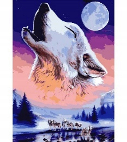Malowanie Po Numerach Wyjący Wilk 50X40 Cm Z Ramą Kreatywne