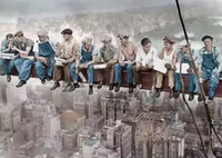 Diamentowa Mozaika Mężczyźni Na Belce Nad Miastem 30x40 Cm Kreatywne