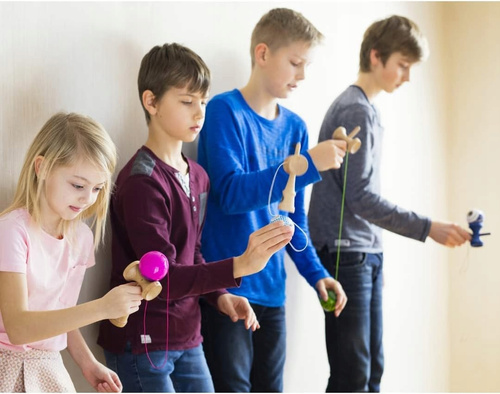 Kendama Drewniana Japońska Gra Czerwono-Biała Oryginalna Ćwiczy Zręczność