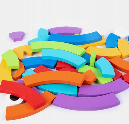 Drewniana Układanka Dla Dzieci Rozwijająca Puzzle Tęczowe Koliste