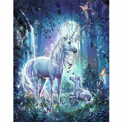 Malowanie Po Numerach Jednorożec W Lesie 40X50