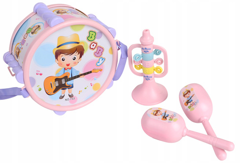 Instrumenty Różowe, Bębenek, Trąbka, Marakasy