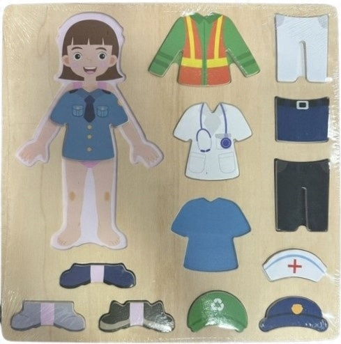 Ubierz Policjanta Układanka Służby Policyjne Drewniana