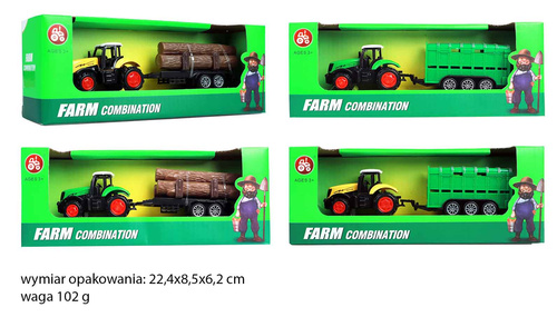 TRAKTOR METAL Z DREWNEM ZIELONY KARTON   PAK 120/240 
22.00*6.00*8.50