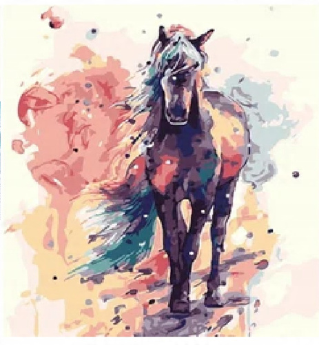 Malowanie Po Numerach Koń W Różnych Barwach Artystycznych 50X40 Z Ramą