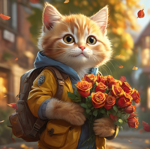 DIAMENTOWA MOZAIKA KOT-CHŁOPCZYK Z BUKIETEM PAK 30
30X40