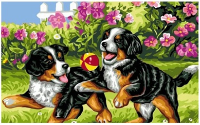 DIAMENTOWA MOZAIKA HAFT ZABAWA SZCZENIAKÓW