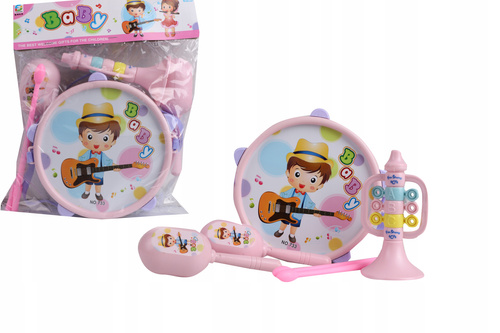 Instrumenty Różowe, Bębenek, Trąbka, Marakasy