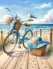 Diamentowa Mozaika Rower Na Plaży Z Koszem Piknikowym 30x40 Cm Kreatywne