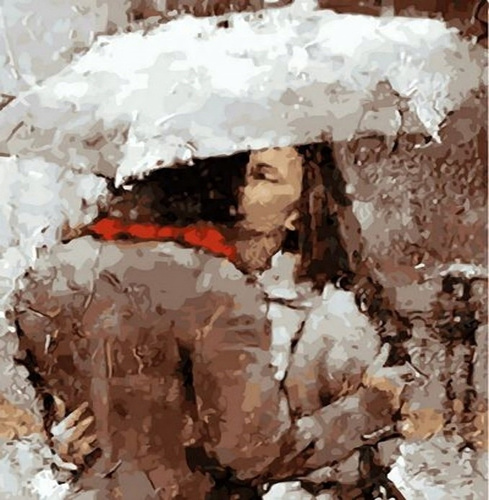 Malowanie Po Numerach Pocałunek Pod Parasolem 50X40 Cm Na Ramie Kreatywne