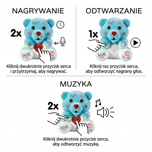 Miś Dyktafon Śpiewający Flokowany Butelka Muzyka Dzień Dziecka