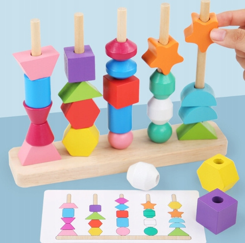 Układanka Sorter Drewniana Montessori Klocki Edukacyjna Zabawka ...