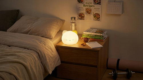 Lampka Nocna Okrągły Kotek Delikatne Oświetlenie Nocne Dla Sypialni Dziecka