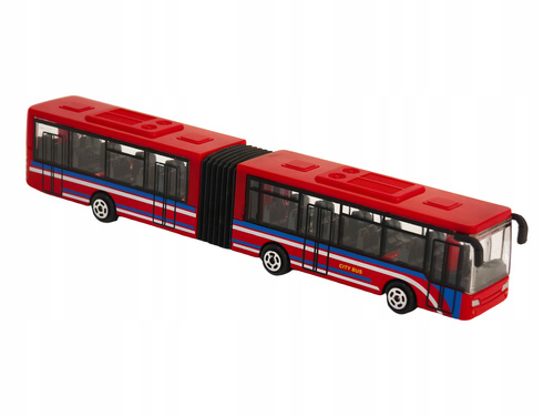 Autobus Miejski Duży Czerwony Metalowy Przegubowy 23 Cm Zabawka Dla Dzieci